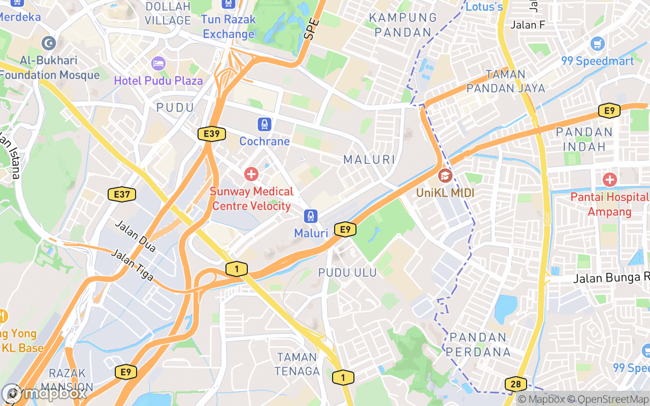 Map showing the location of AEON Taman Maluri Shopping Centre