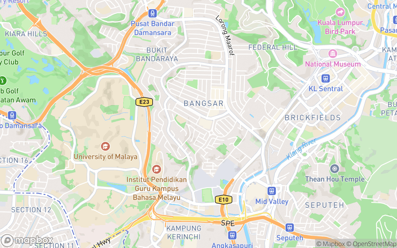 Map showing the location of Bangsar Fish Head Corner (Kepala Ikan Anuar)