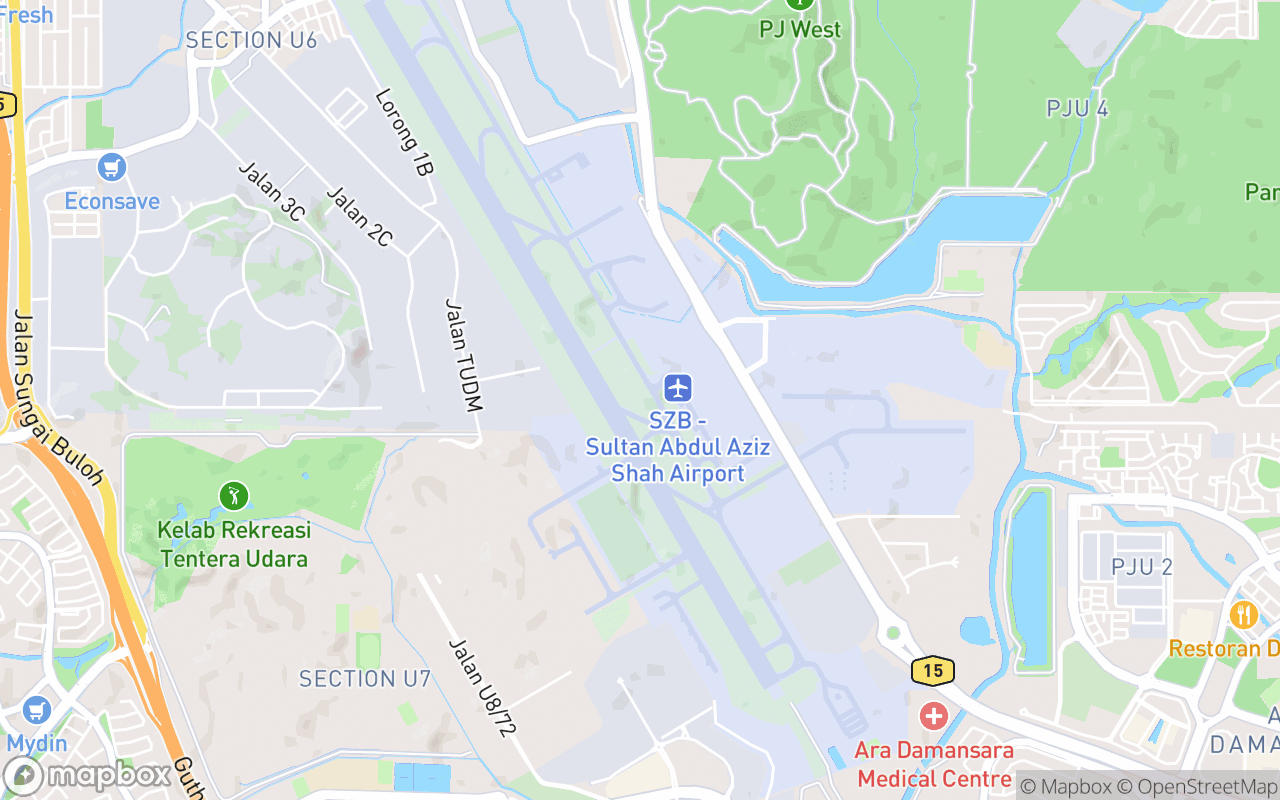 Map showing the location of Subang Airport (SZB)