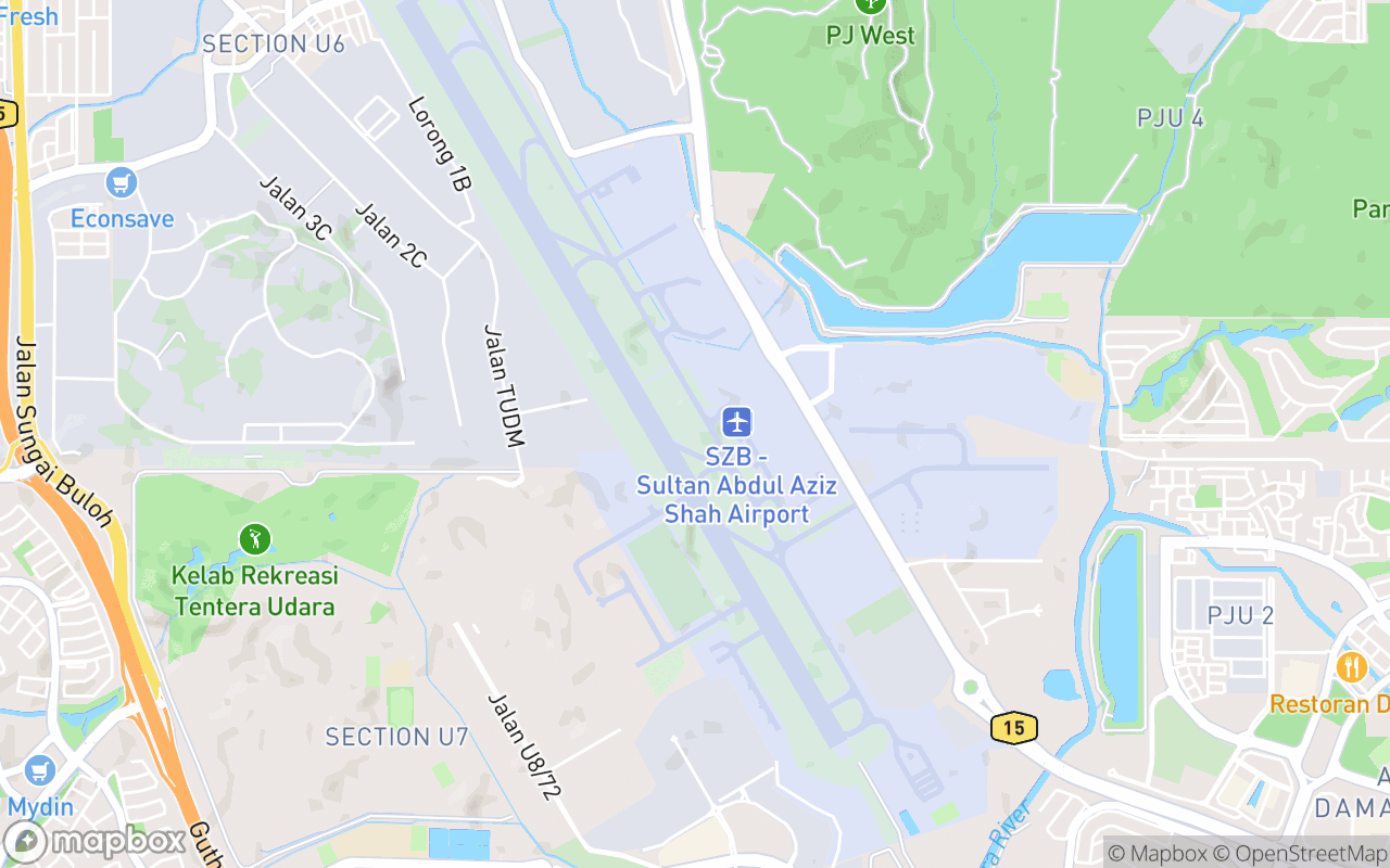 Map showing the location of Subang Airport (SZB)
