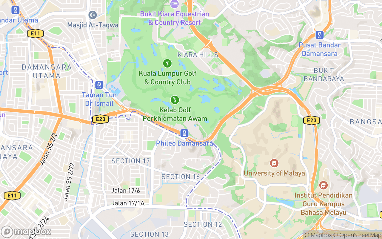 Map showing the location of Kelab Golf Perkhidmatan Awam Malaysia (KGPA)
