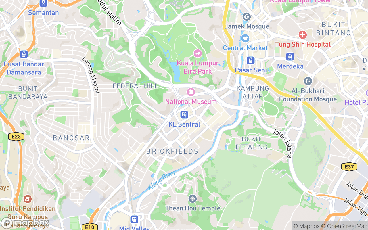 Map showing the location of KL Sentral