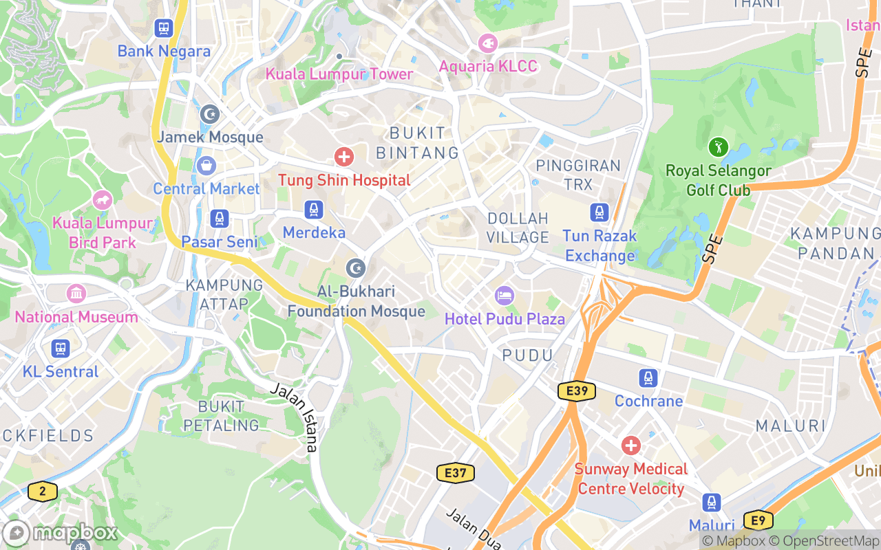Map showing the location of Hotel Sentral Pudu