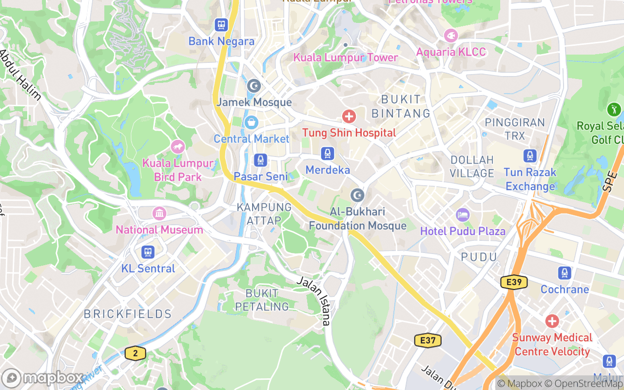 Map showing the location of Stadium Merdeka