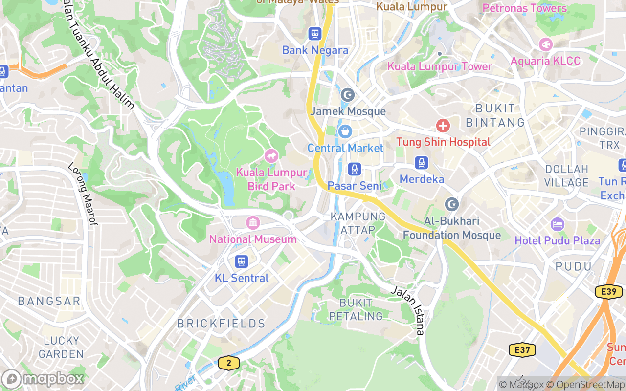 Map showing the location of Kuala Lumpur Railway Station