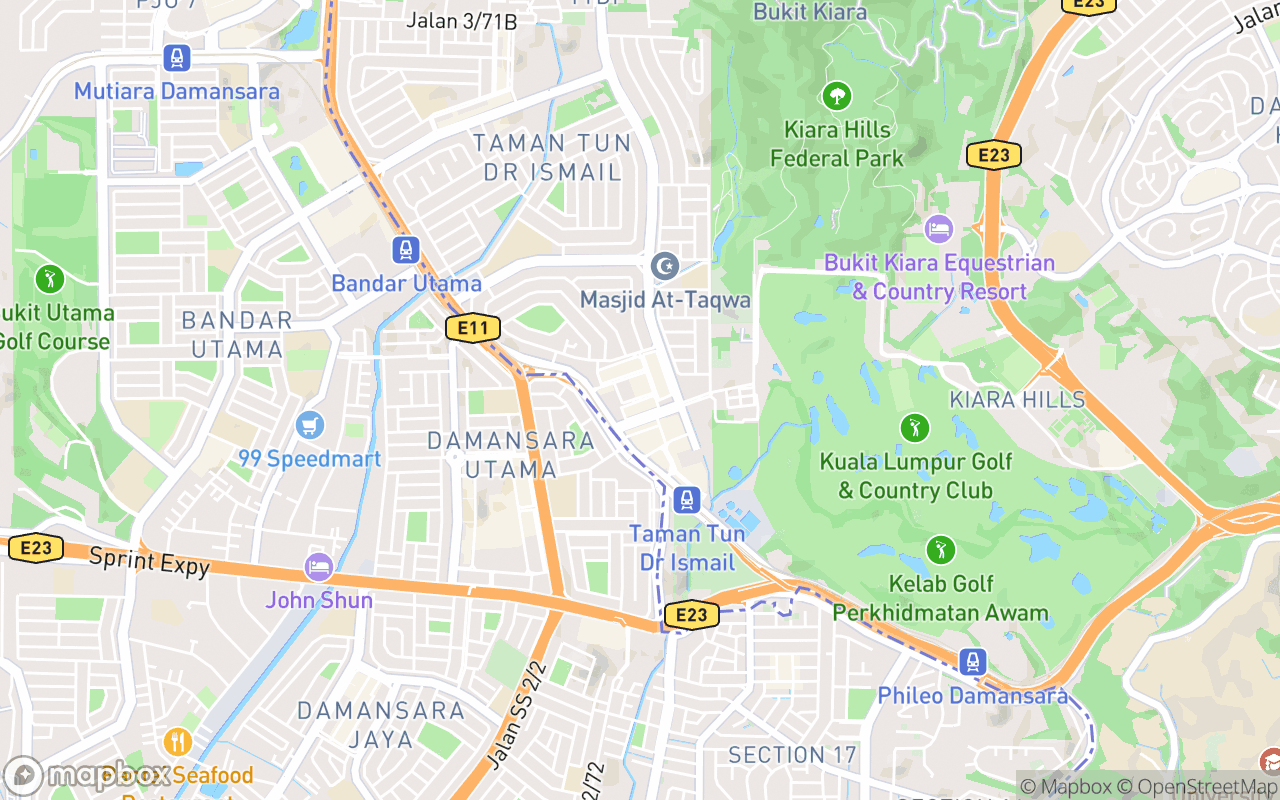 Map showing the location of Taman Tun Dr Ismail (TTDI) Night Market