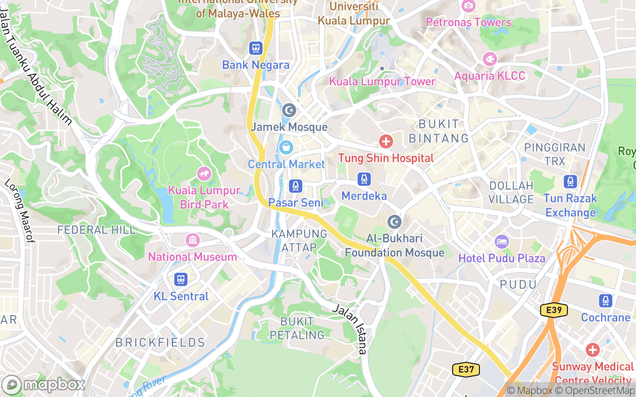 Map showing the location of Breakfast Spot at Petaling Street