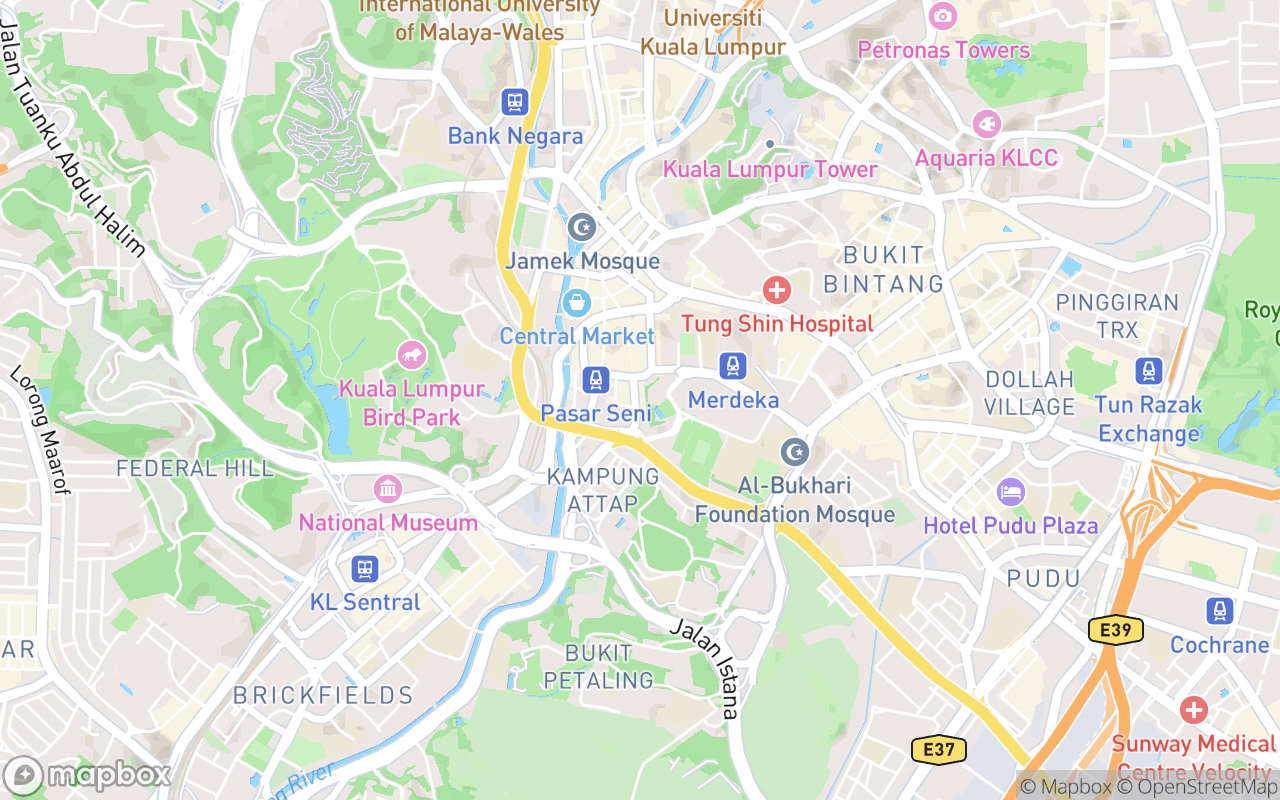 Map showing the location of Lorong Petaling 2 Street Arts