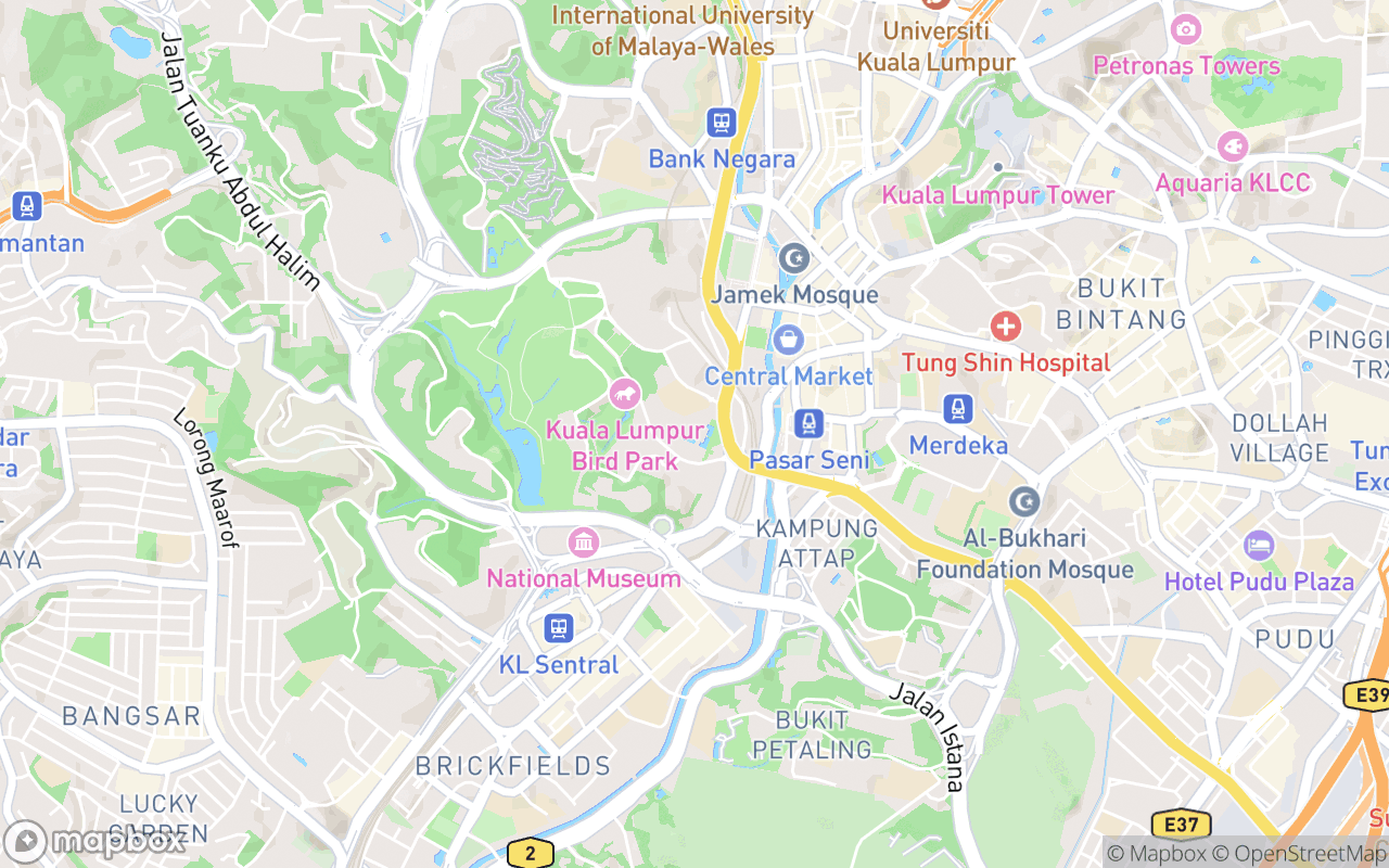 Map showing the location of Masjid Negara Malaysia
