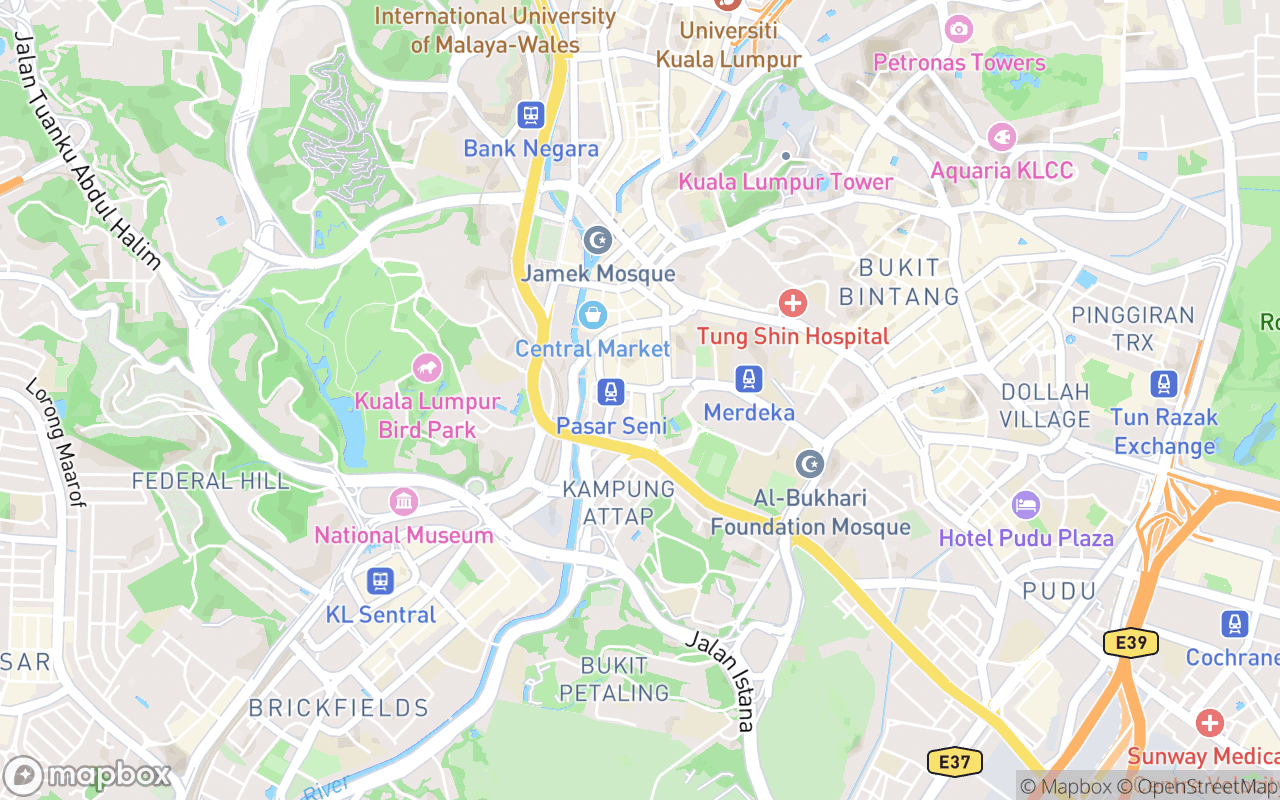 Map showing the location of Lorong Pangung Street Art