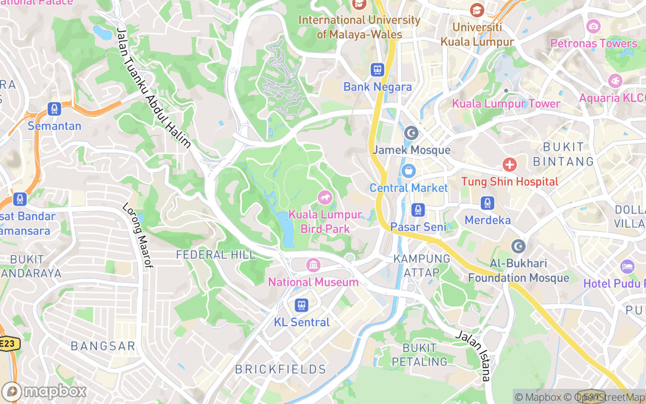 Map showing the location of KL Bird Park