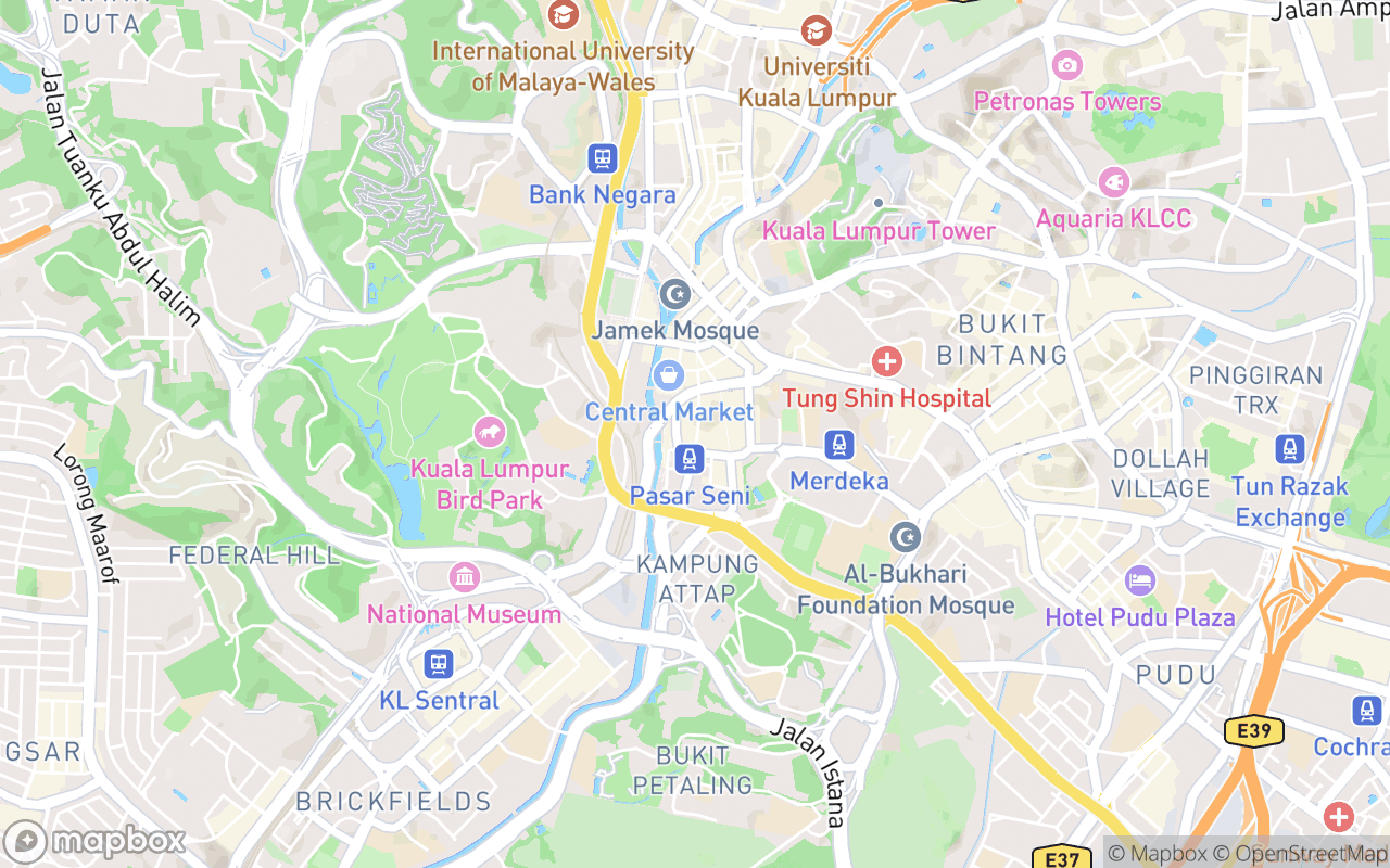 Map showing the location of Sri Maha Mariamman Temple