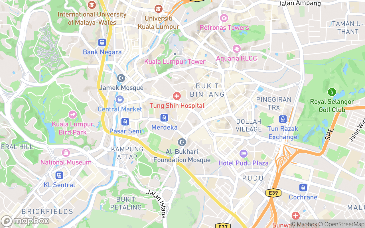 Map showing the location of Breakfast Spot at Bukit Bintang