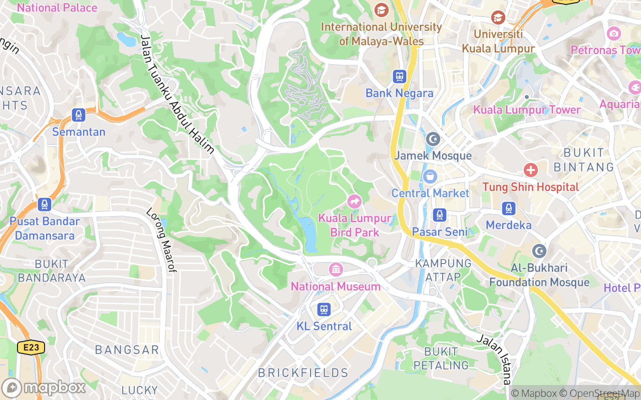 Map showing the location of Perdana Botanical Garden