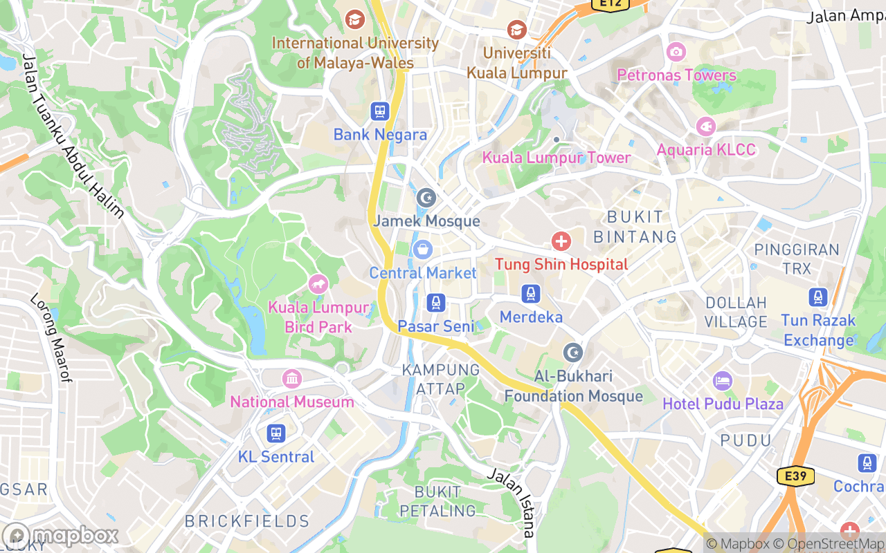 Map showing the location of Guan Di Temple