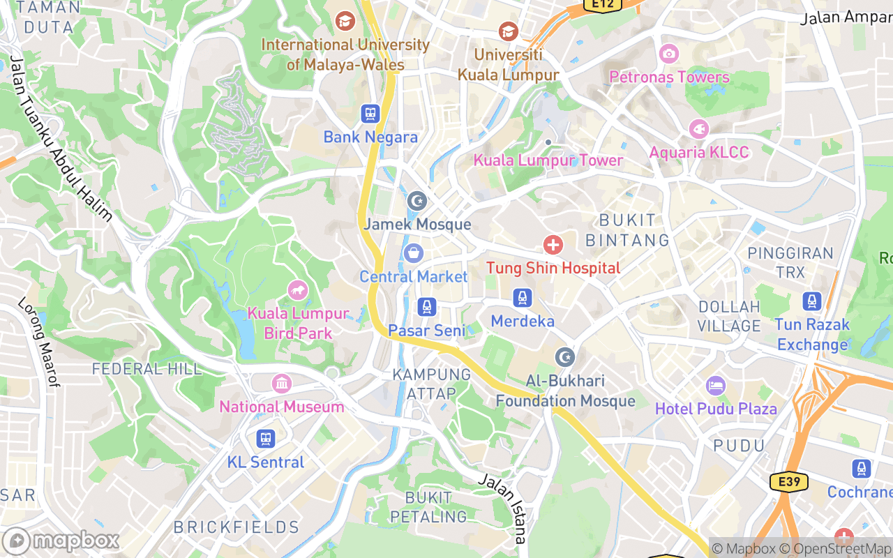 Map showing the location of Petaling Street Hotel