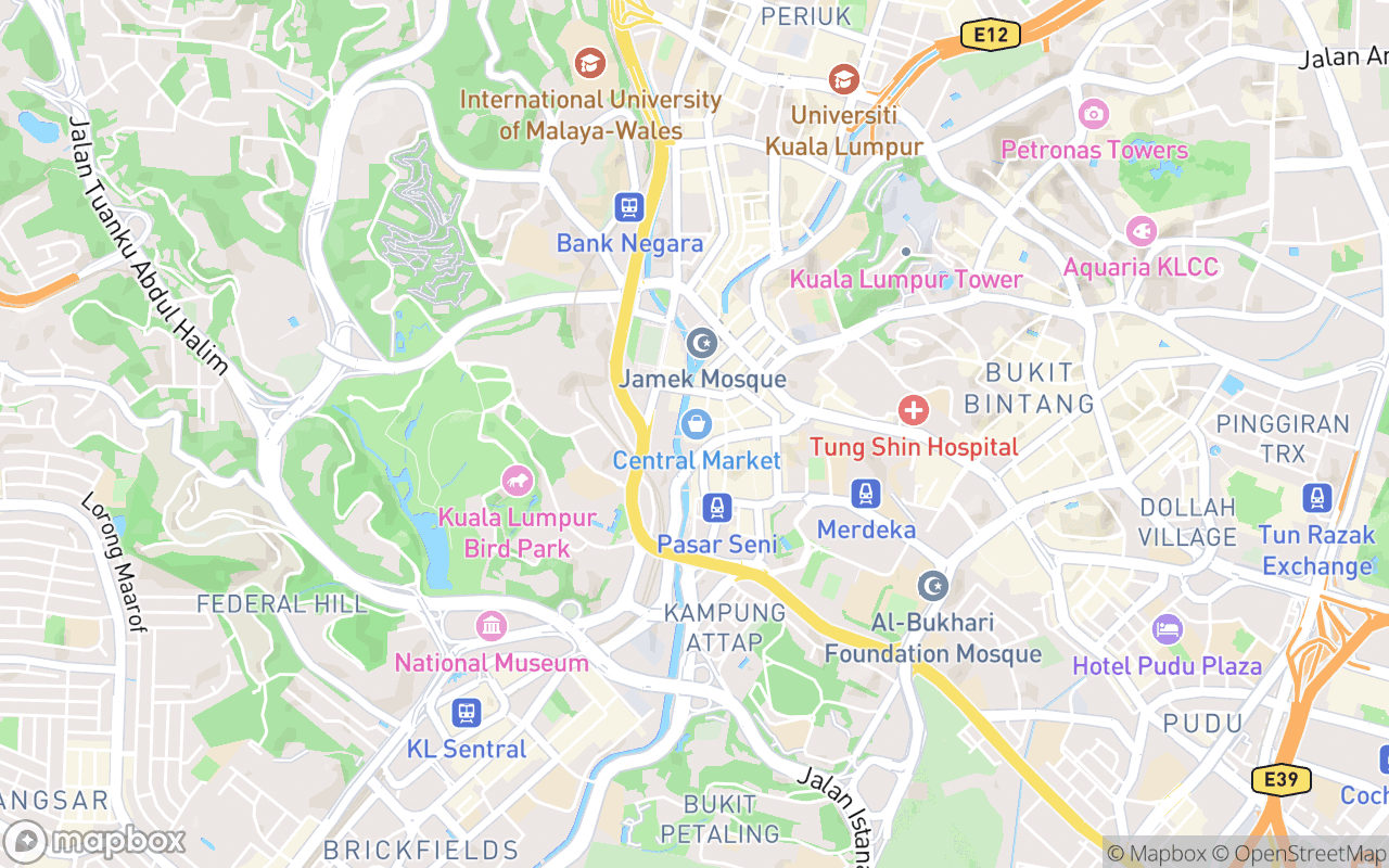 Map showing the location of Pasar Seni (Central Market)