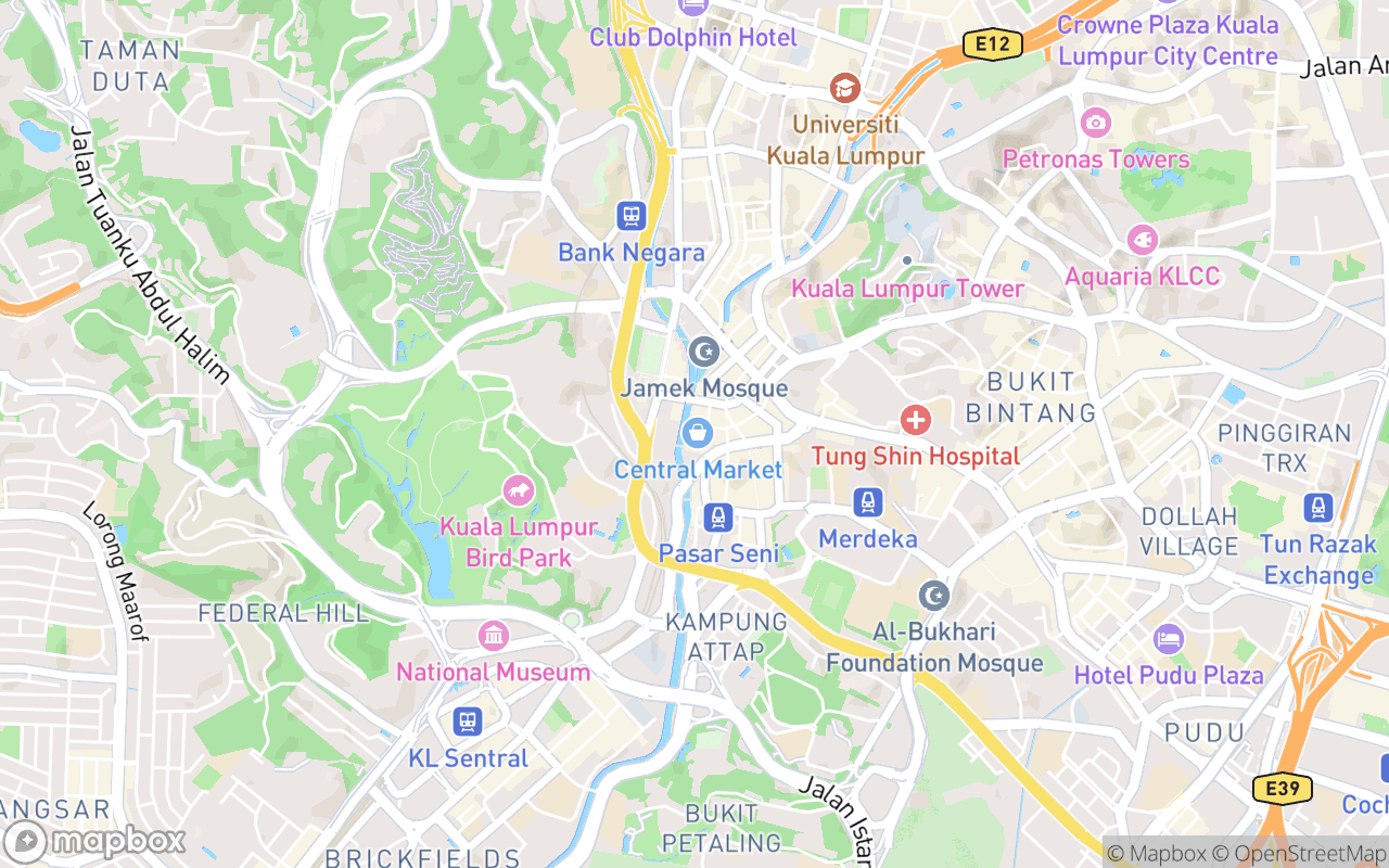Map showing the location of Pasar Besar at Central Market