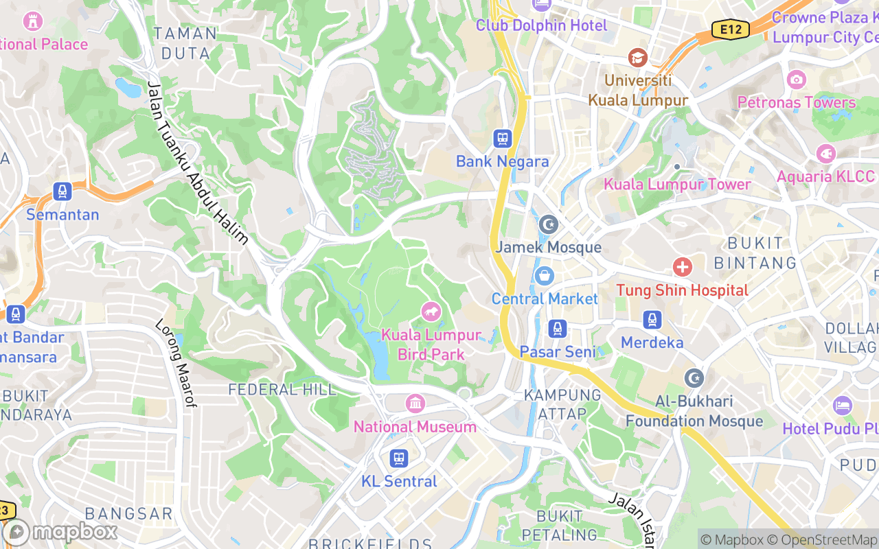 Map showing the location of Kuala Lumpur Butterfly Park