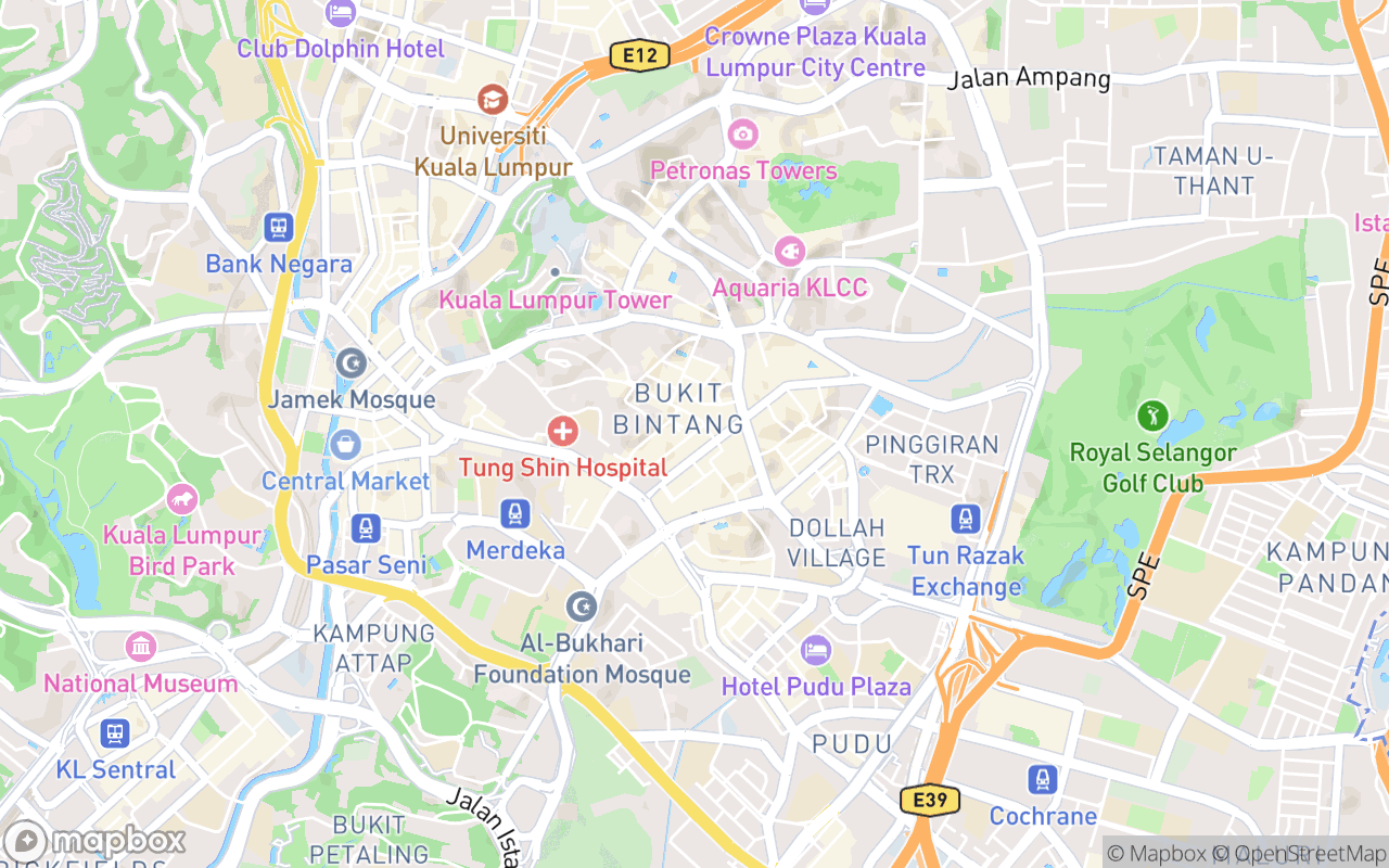 Map showing the location of Jalan Alor Food Street