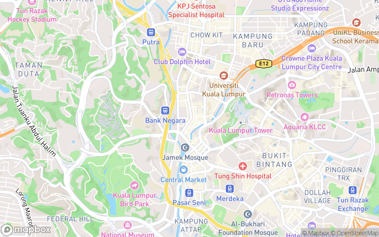 Map showing the location of Lanai Seni, Jalan Tuanku Abdul Rahman (TAR)