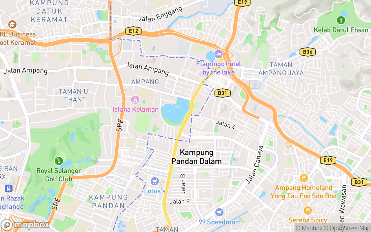 Map showing the location of Lakeside Eats KL