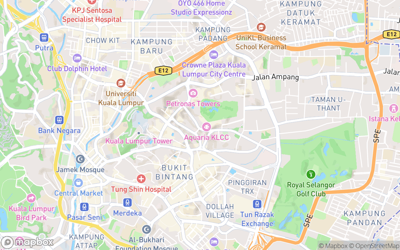 Map showing the location of Grand Hyatt Kuala Lumpur