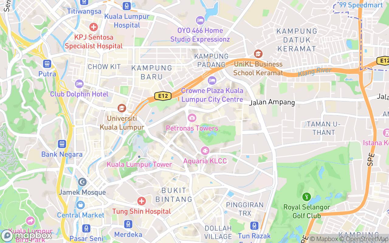 Map showing the location of Petronas Twin Towers
