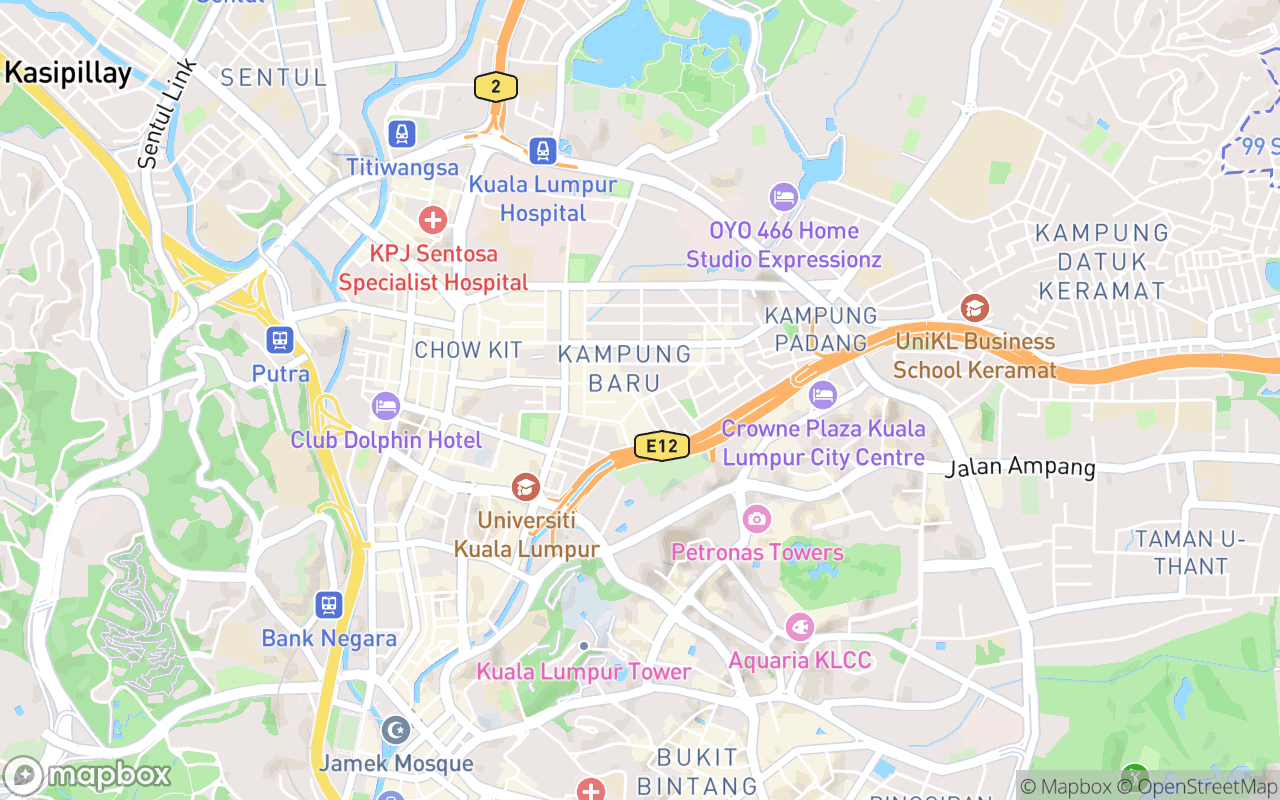 Map showing the location of Kampung Baru Kuala Lumpur