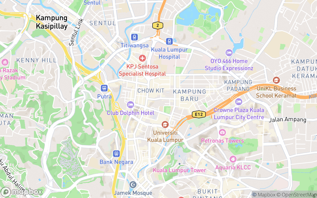 Map showing the location of Chow Kit Night Market