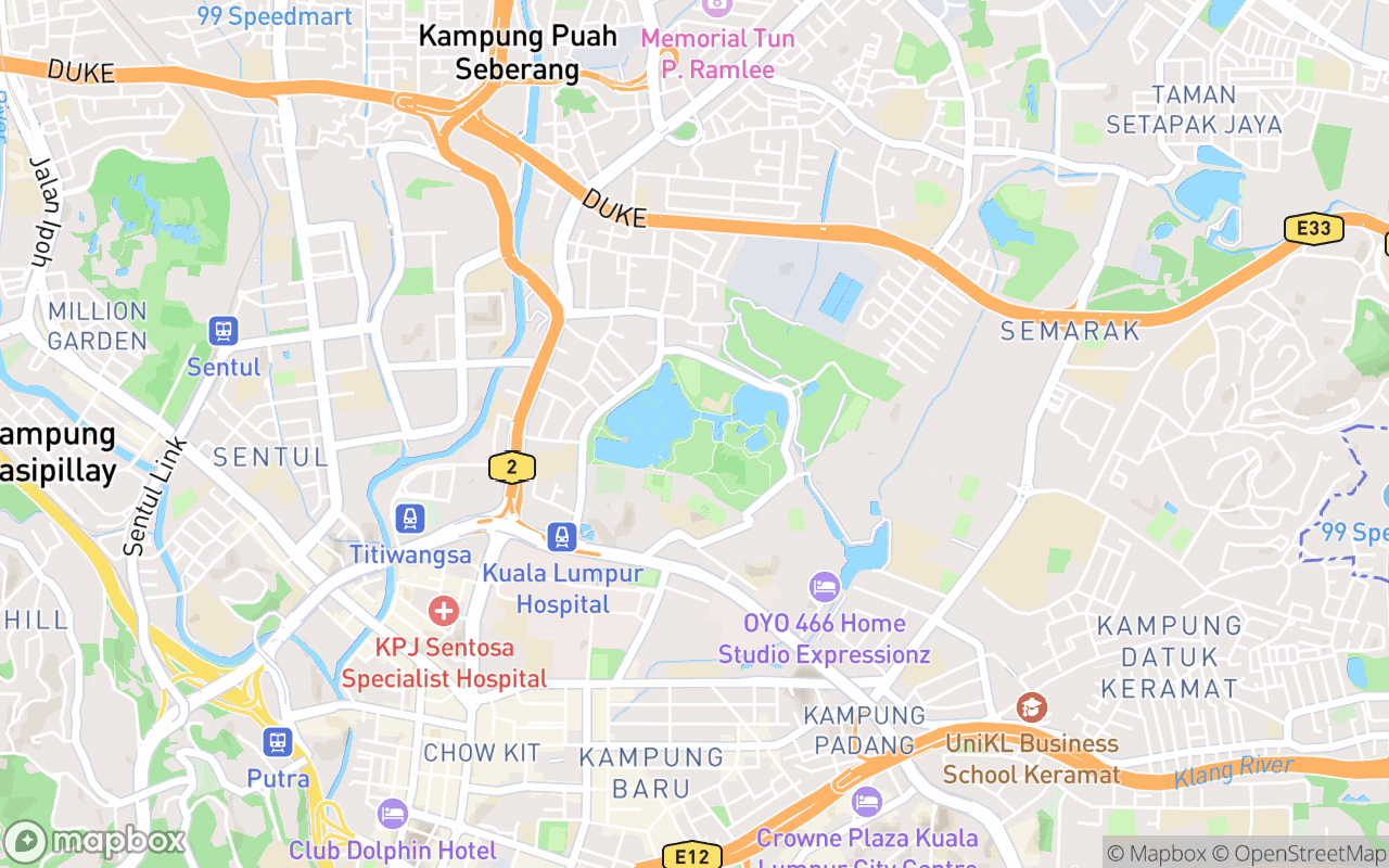 Map showing the location of Taman Tasik Titiwangsa