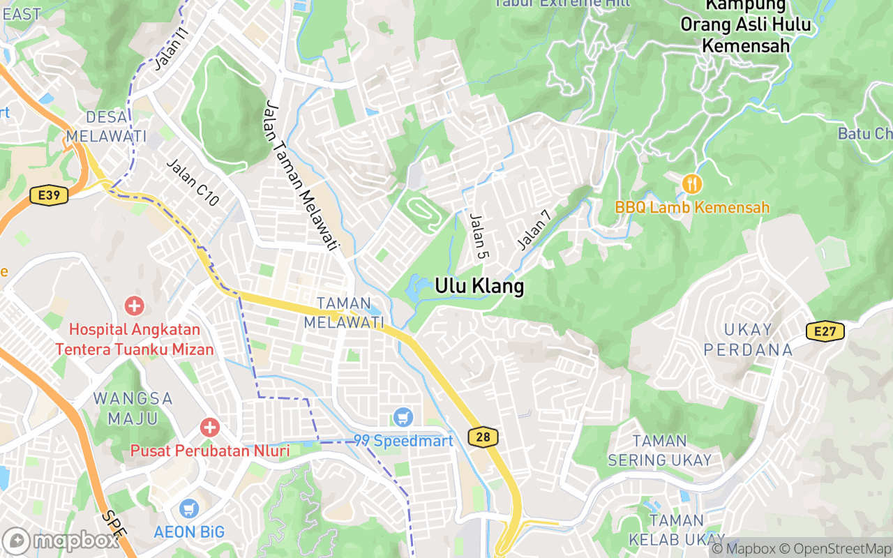 Map showing the location of Zoo Negara Malaysia