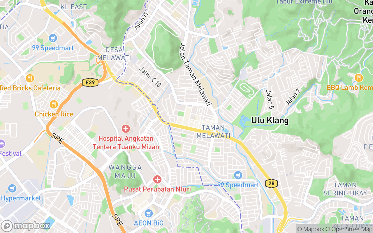 Map showing the location of Melawati Mall