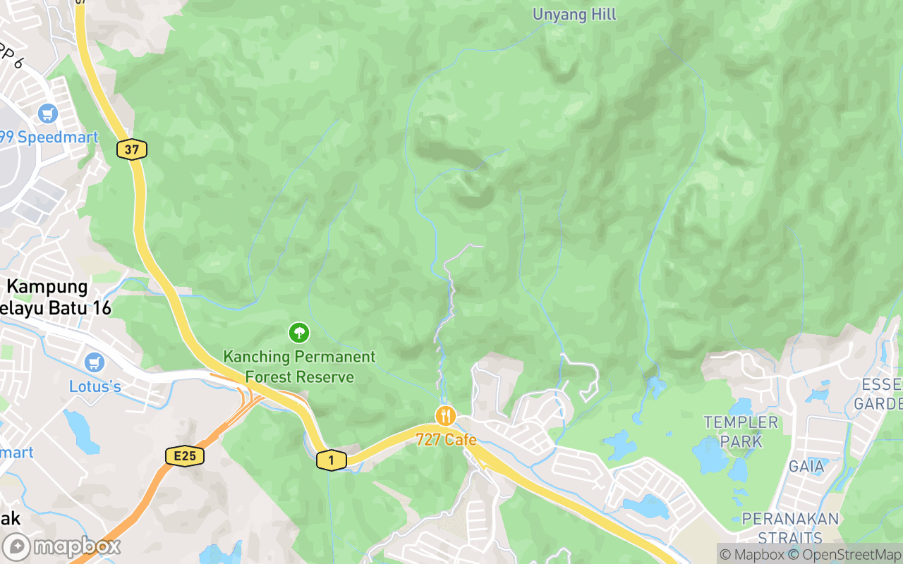 Map showing the location of Kanching Waterfall