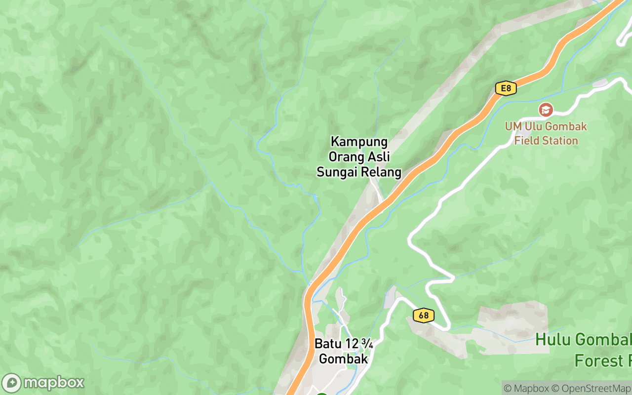 Map showing the location of Sungai Pisang Waterfall