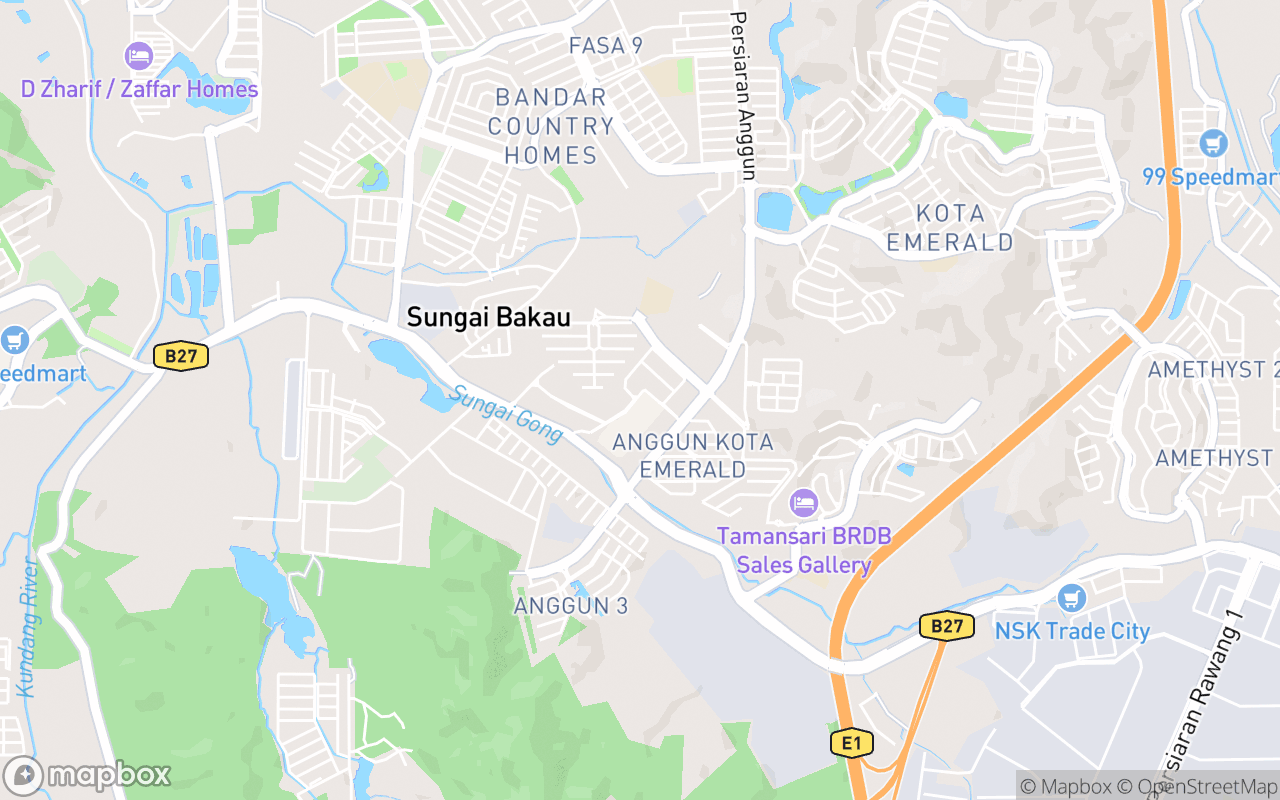Map showing the location of AEON Anggun Rawang Shopping Centre