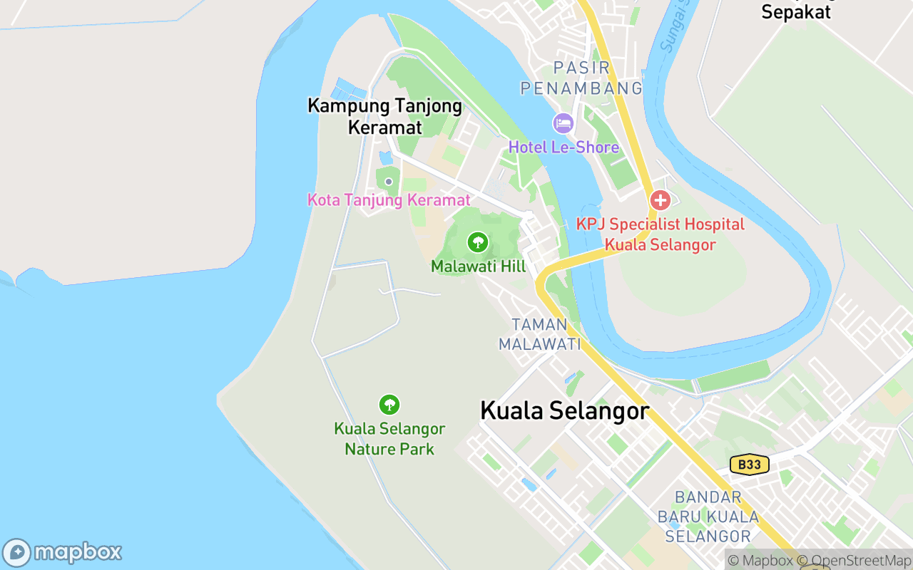 Map showing the location of Taman Alam Kuala Selangor