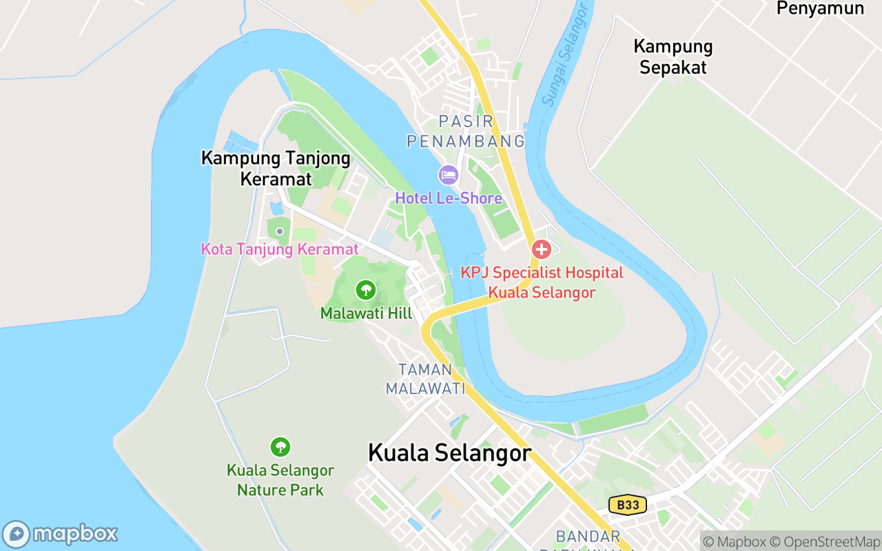 Map showing the location of Sky Mirror Kuala Selangor