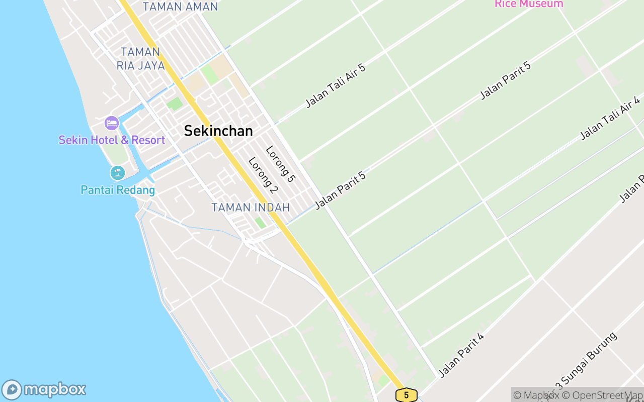 Map showing the location of Sekinchan Padi Sentral