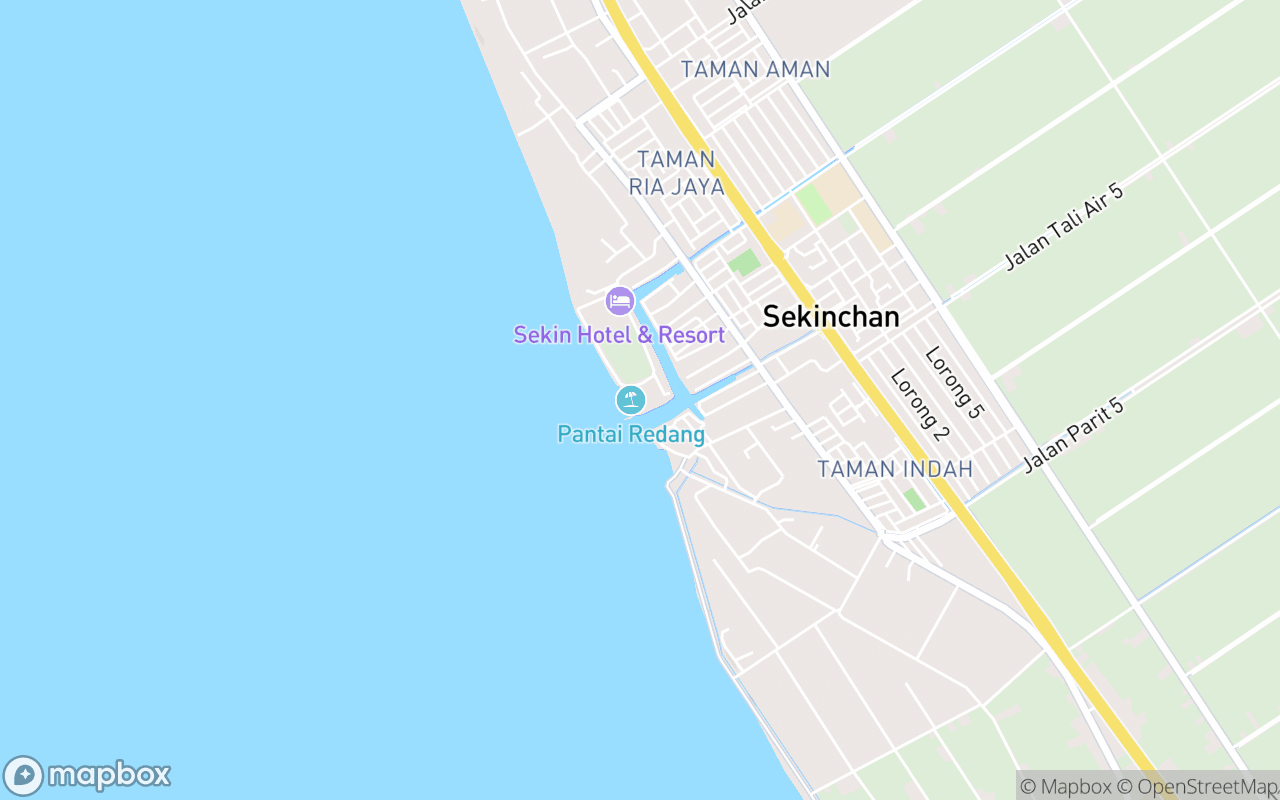 Map showing the location of Redang Beach Sekinchan