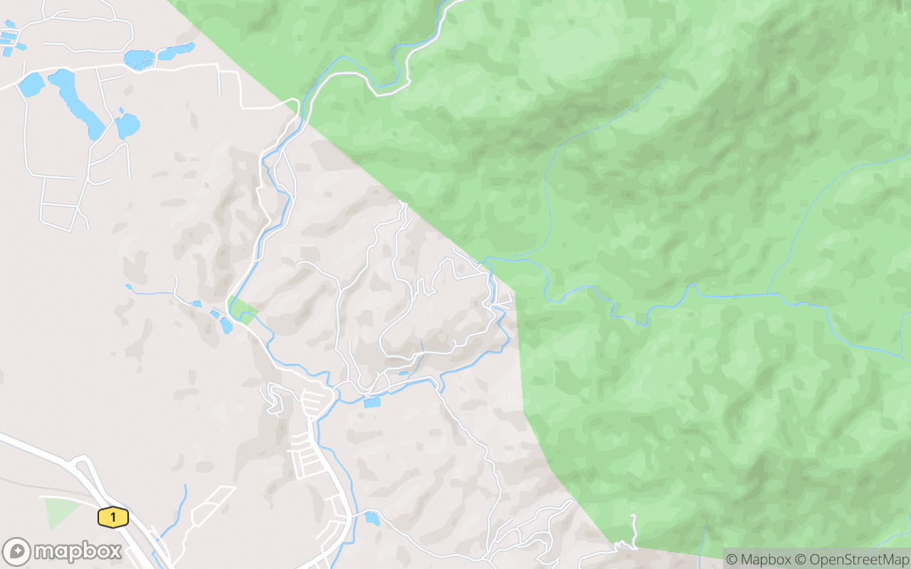 Map showing the location of Batu Bertenggek Waterfall