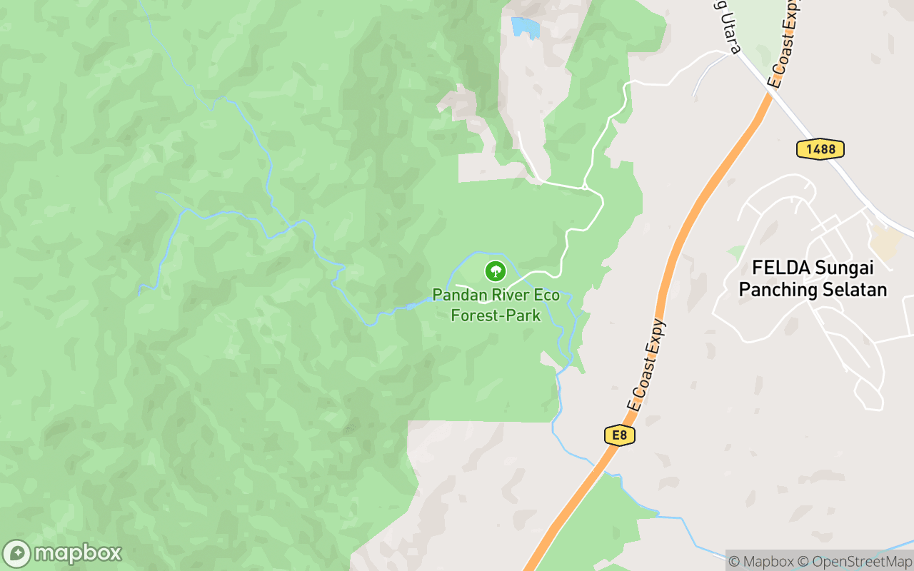 Map showing the location of Sungai Pandan Waterfall