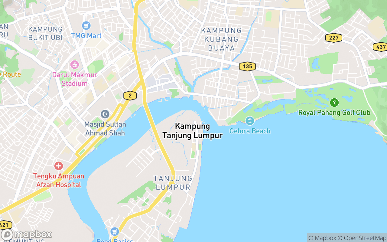 Map showing the location of Tanjung lumpur