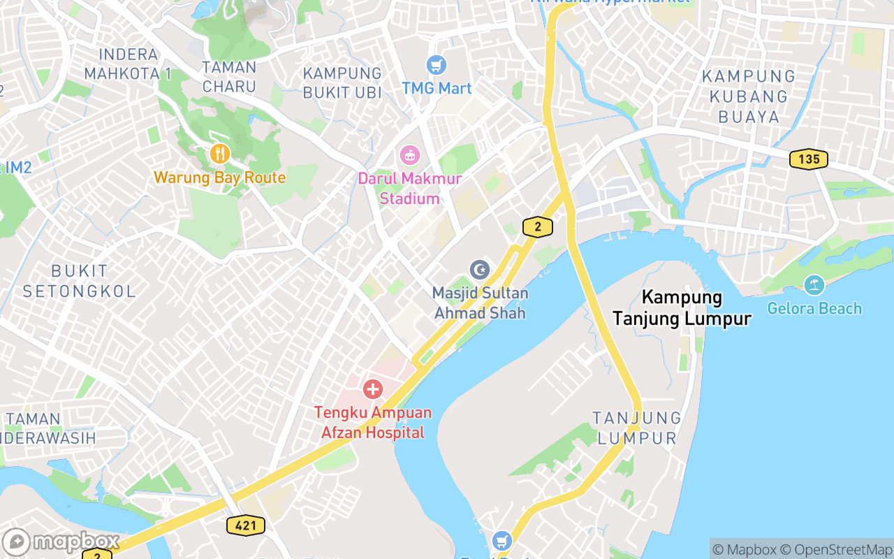 Map showing the location of Muzium Seni Kuantan Pahang
