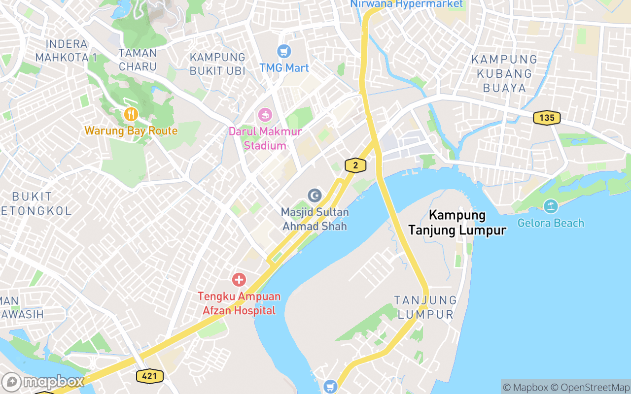 Map showing the location of Masjid Negeri Pahang