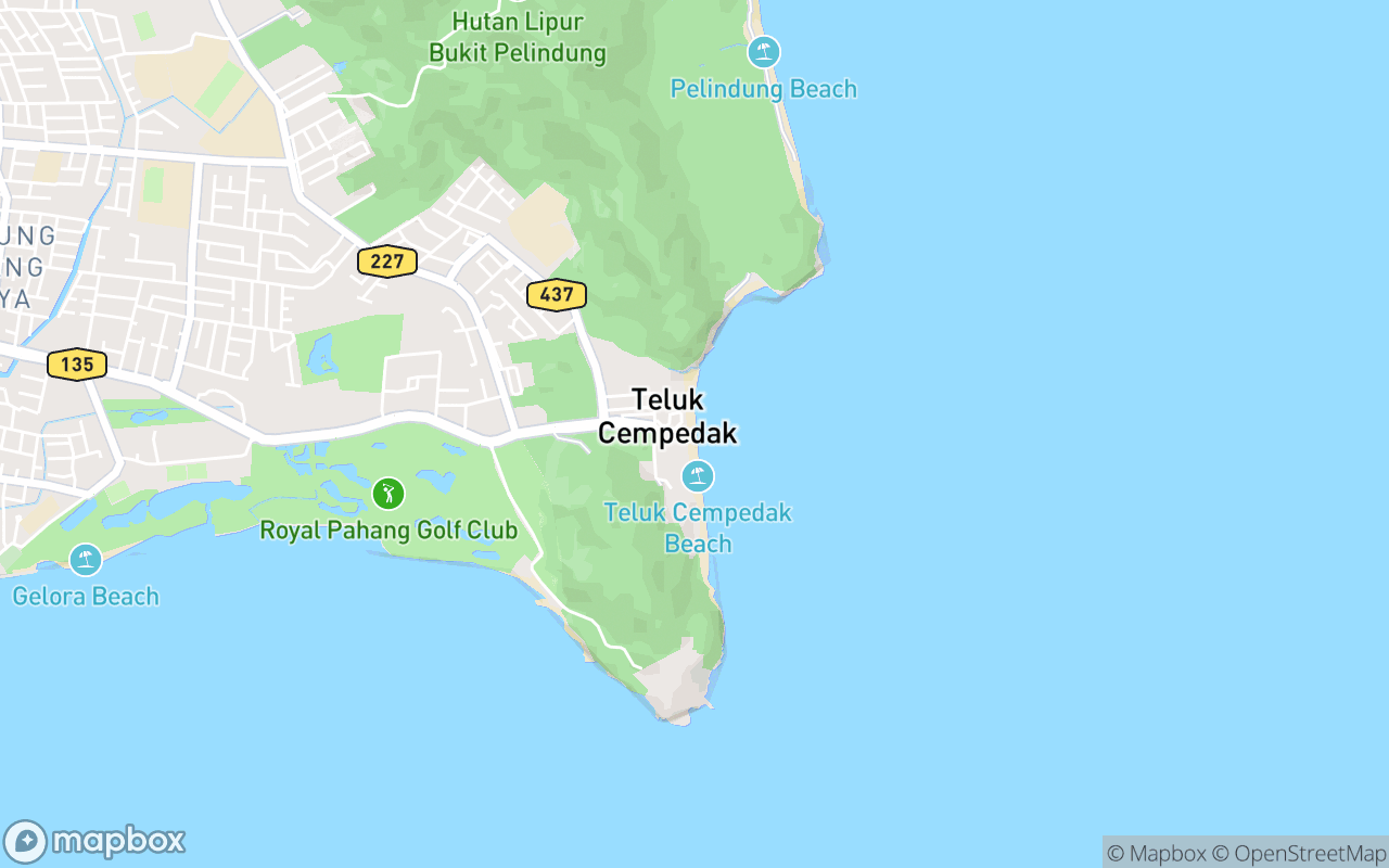 Map showing the location of Pantai Teluk Cempedak