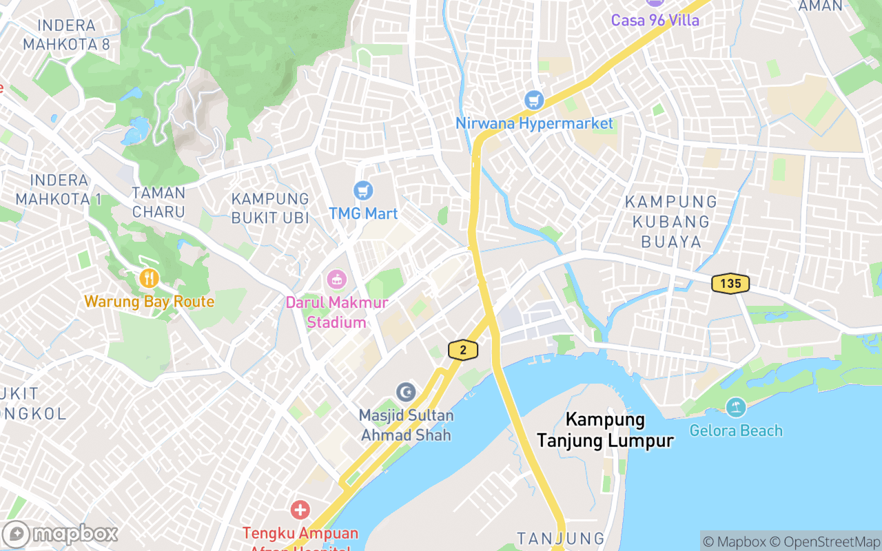 Map showing the location of Berjaya Megamall Kuantan