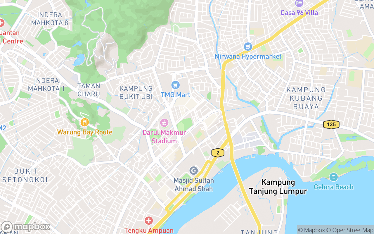 Map showing the location of Masjid Tepian Putra Kuantan
