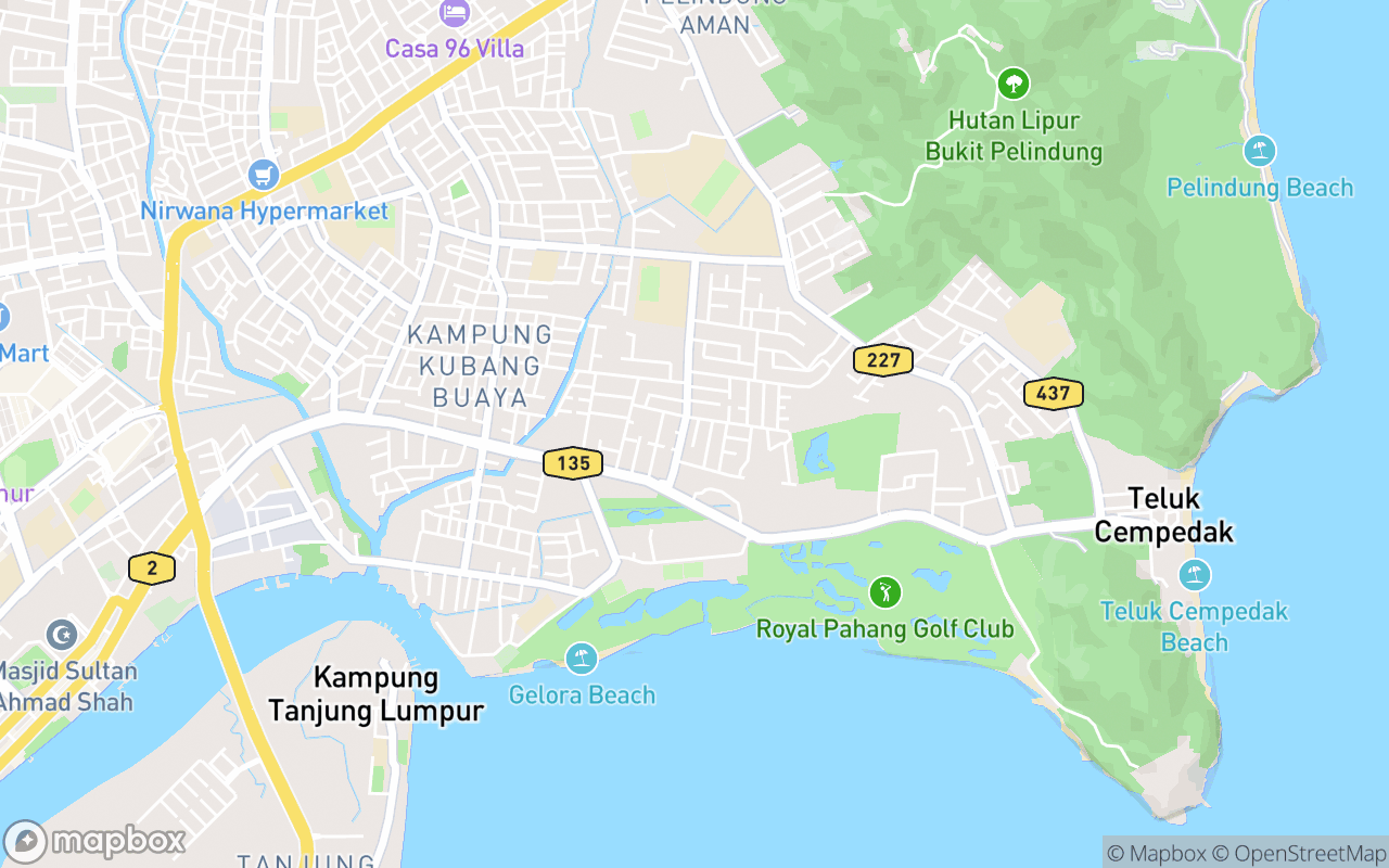 Map showing the location of Pantai Teluk Sisek