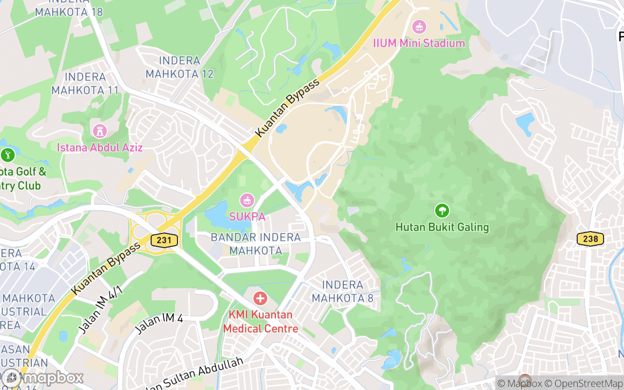 Map showing the location of Sultan Haji Ahmad Shah Mosque